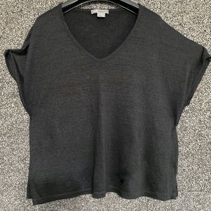 Vince black v-neck boxy top in linen S